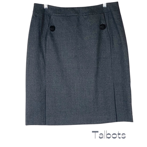 Talbots Gray Wool Academia OfficeCore Straight Women’s Skirt NWOT Size 14 - Picture 1 of 12